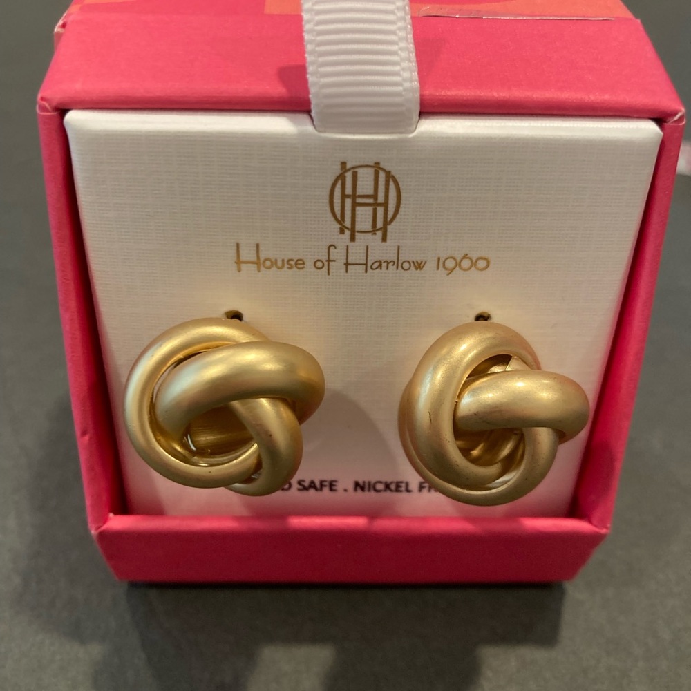 House of Harlow 1960 Gold Knot Earrings - NIB - Picture 6 of 6